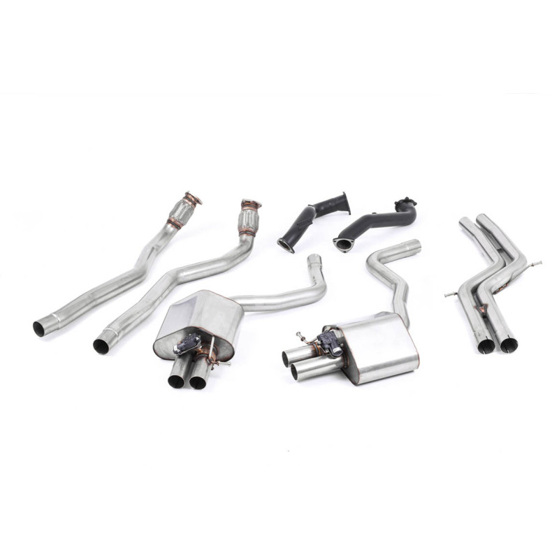 Impianto completo Milltek Audi RS6 C7 2013-2018, RS7 C7 2013-2018 - non risonato e Large-Bore Downpipes 76 mm decat