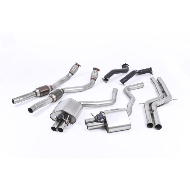 Ligne complète Milltek Audi RS6 C7, RS7 C7 - non résonné et Large-Bore Downpipes 76 mm avec catalyseurs Highflow 100 CPSI