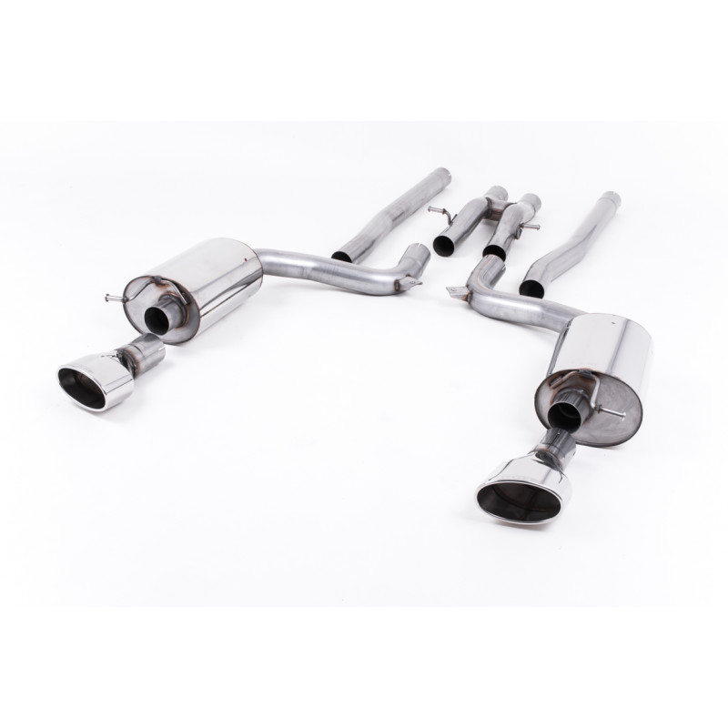 Escape cat-back Milltek Audi RS6 C6 5.0 V10 Biturbo 2008-2010 - sin silenciador intermedio - salidas dobles ovaladas pulidas