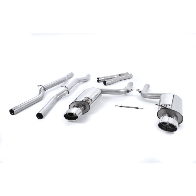 Cat-Back-Anlage Milltek Audi RS4 B7 4.2 FSI V8 420 PS 2006-2008 - nicht resoniert - ovale Endrohre poliert - ohne Klappen