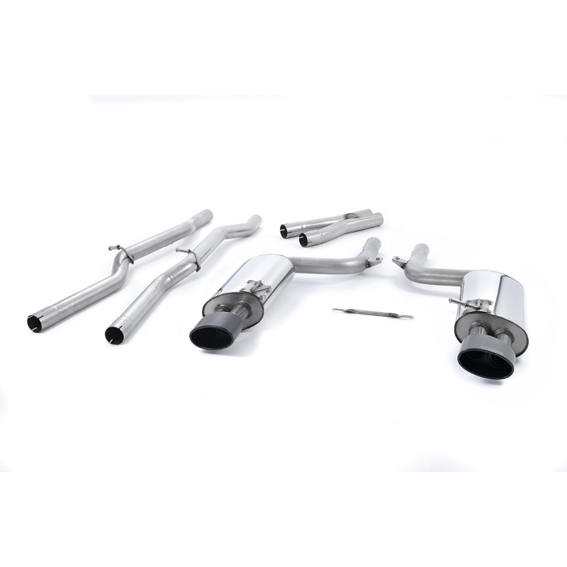 Catback Milltek Audi RS4 B7 4.2 FSI V8 420ch 2006-2008 - non résonné - sorties Ovales Satin Sheen Noir - sans valves