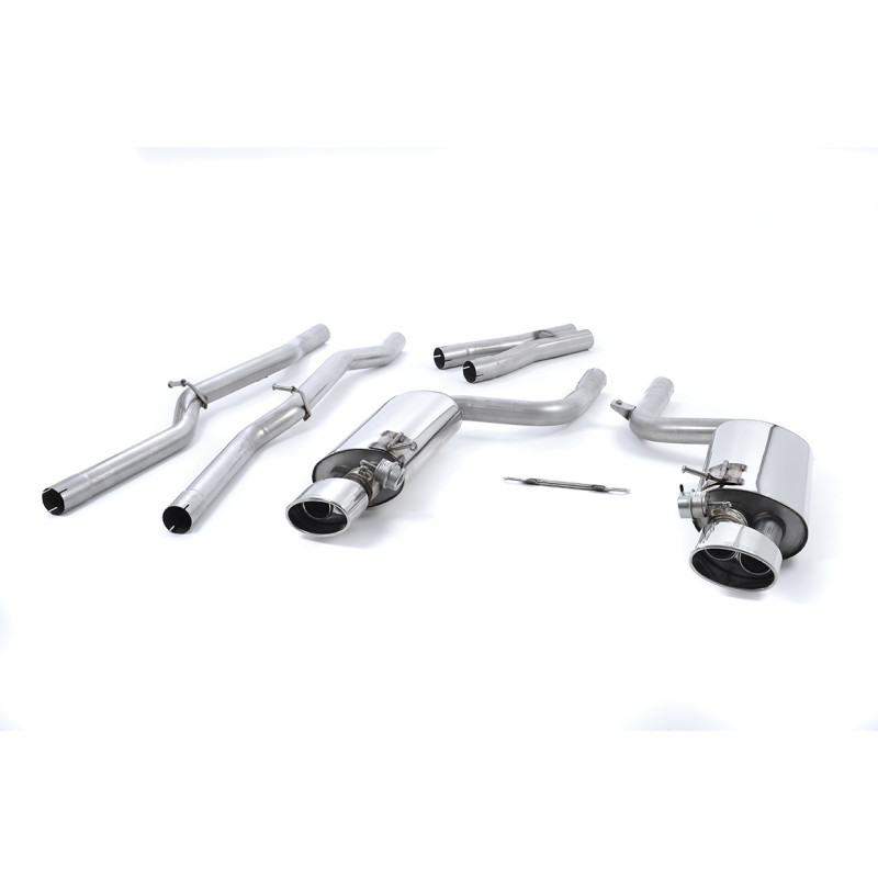 Cat-Back Milltek Audi RS4 B7 4.2 FSI V8 420PS 2006-2008 - ohne Resonator - ovale Endrohre poliert - mit Abgasklappen