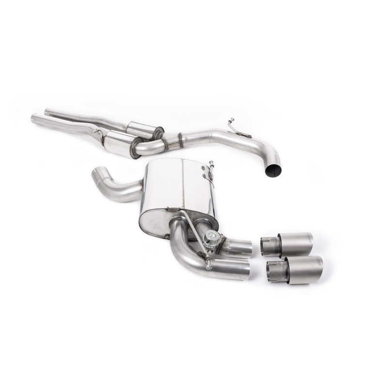 Cat-Back Milltek Audi RS3 8P 2.5 TFSI 2011-2012 - ECE-zugelassen - mit Resonator - GT90-Endrohre Titan