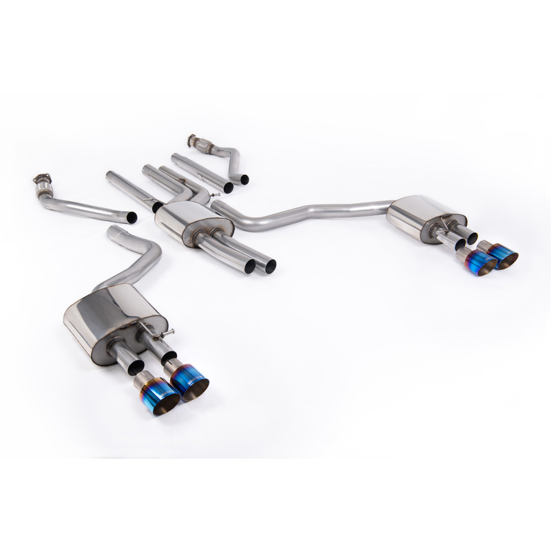 Catback Milltek Audi A6 C7 Ph.2 3.0 TFSI V6 2015-2018 - résonné - sorties Quad GT100 Titane bleui