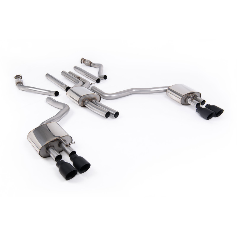 Cat-back Milltek Audi A6 C7 Ph.2 3.0 TFSI V6 2015-2018 - resonado - salidas Quad GT100 Cerakote Negro
