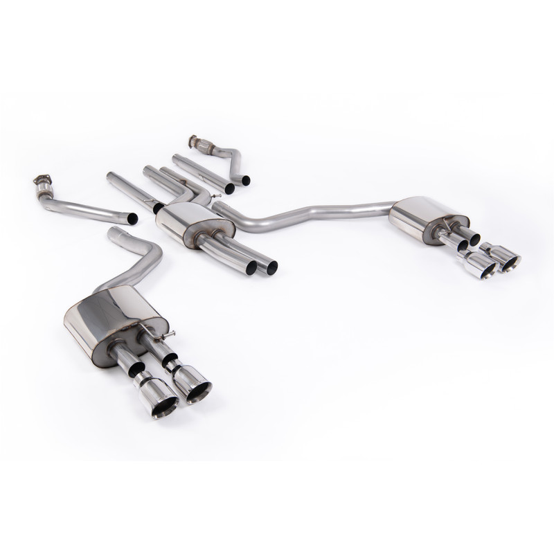 Cat-back Milltek Audi A6 C7 Ph.2 3.0 TFSI V6 2015-2018 - resonado - salidas Quad GT100 pulidas