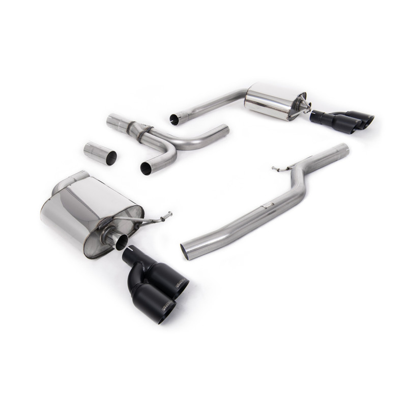 DPF-back Milltek Audi A5 8T 3.0 TDI 2007-2012 with DPF - non-resonated - Quad GT80 Cerakote Black tips