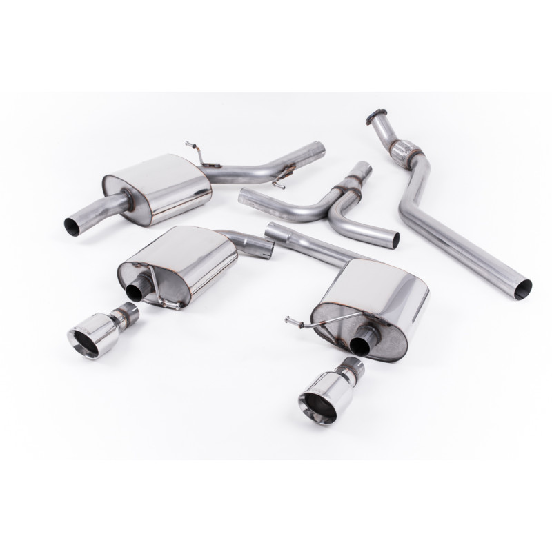 Escape cat-back Milltek Audi A5 8T 2.0 TFSI 2008-2012 - Homologado ECE - resonado - colas Dual GT100 pulidas