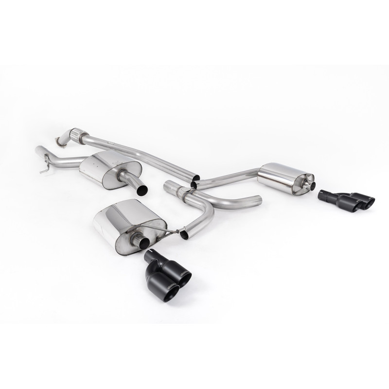 Escape cat-back Milltek Audi A5 8T 2.0 TFSI 2008-2012 - Homologado ECE - resonado - colas Quad GT80 Cerakote negro