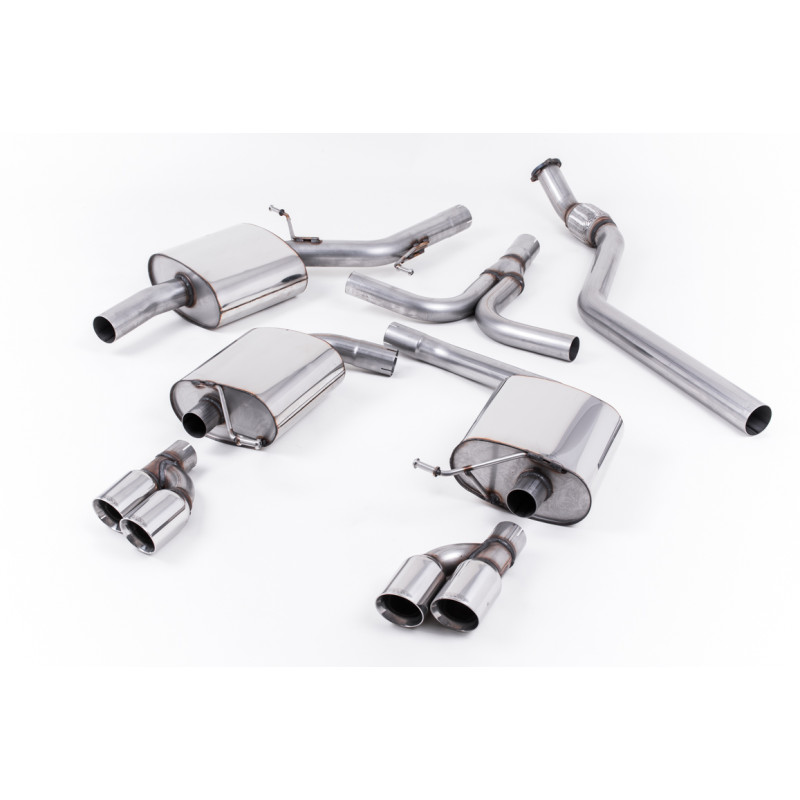 Escape cat-back Milltek Audi A5 8T 2.0 TFSI 2008-2012 - Homologado ECE - resonado - colas Quad GT80 pulidas