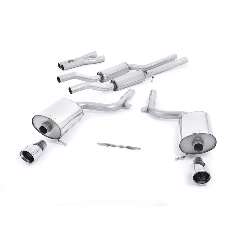 Catback Milltek Audi A4 B6 3.0 V6 2001-2005, S4 B6 4.2 V8 2003-2005 - résonné - sorties Dual Jet-100 Polies
