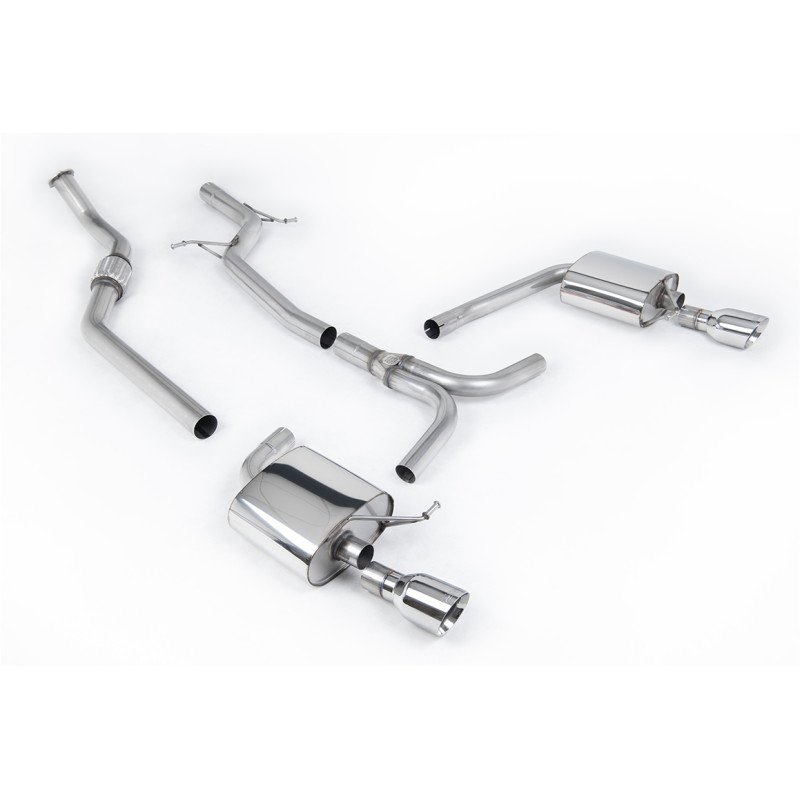 Cat-back Milltek Audi A4 B8 2.0 TFSI 2008-2011 - sin resonador - salidas dobles GT100 pulidas - Tiptronic