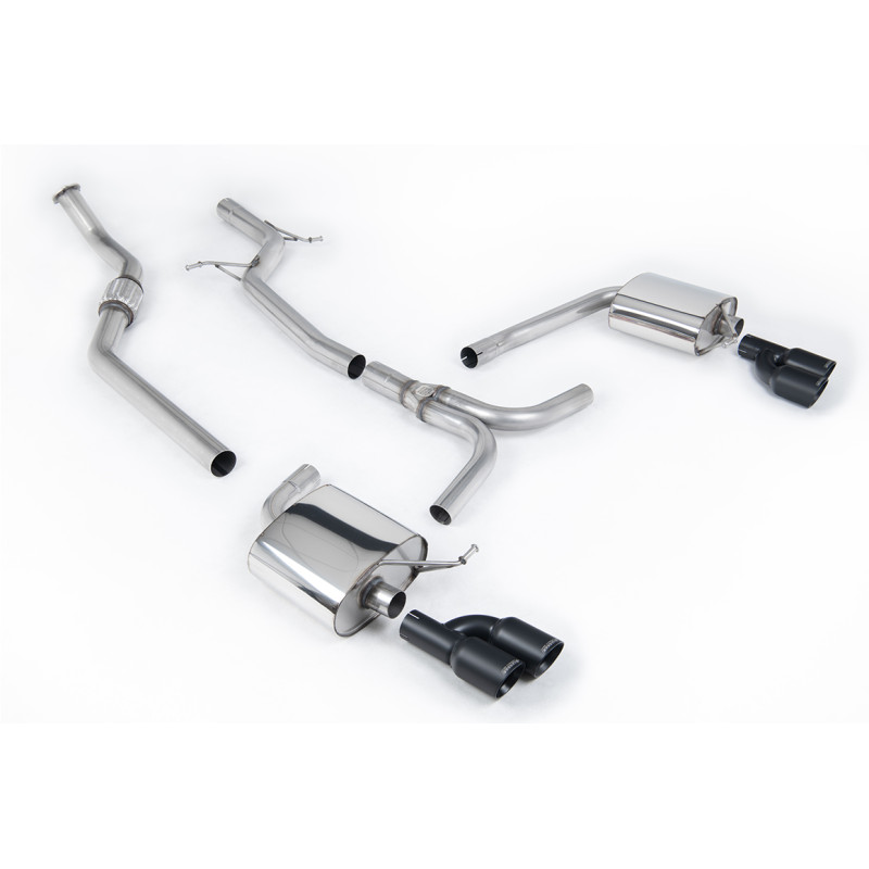 Scarico cat-back Milltek Audi A4 B8 2.0 TFSI 2008-2011 - non risonato - terminali Quad GT80 Cerakote Nero - Tiptronic