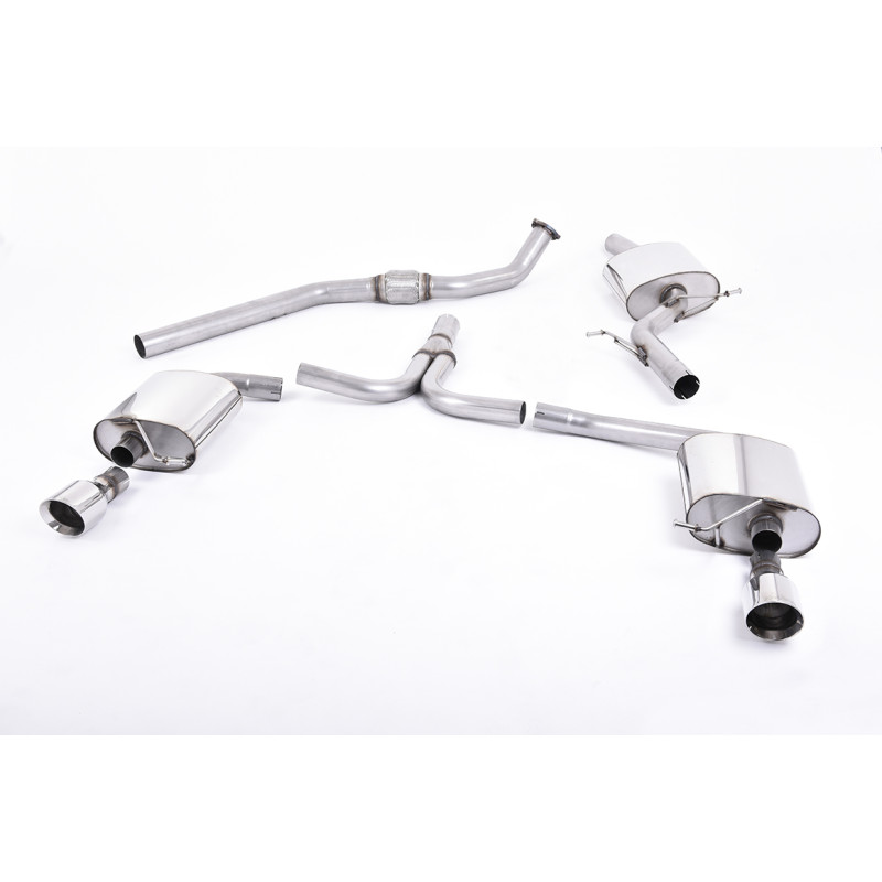 Catback Milltek Audi A4 B8 2.0 TFSI 2008-2011, A5 8T 2.0 TFSI 2008-2012 - ECE homologated - resonated - Dual GT100 polished tips