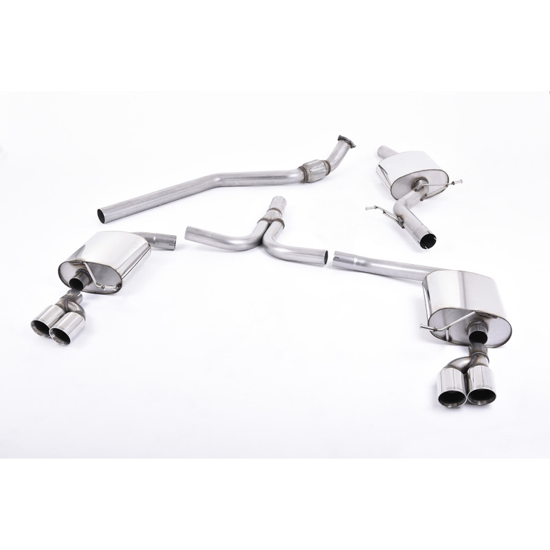 Catback Milltek Audi A4 B8 2.0 TFSI 2008-2011, A5 8T 2.0 TFSI 2008-2012 - Omologato ECE - risonato - terminali Quad GT80 Lucidat