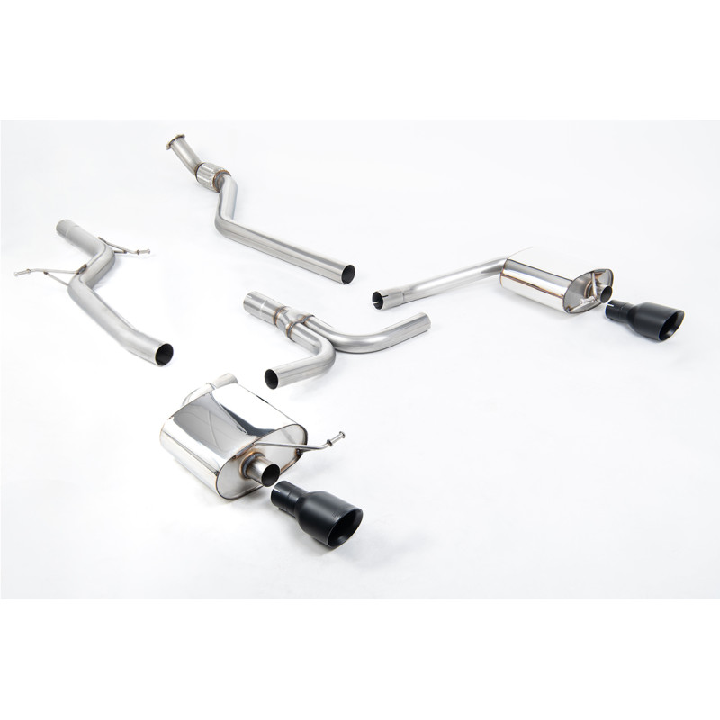Catback Milltek Audi A4 B8 2.0 TFSI 2008-2011, senza risonatore, terminali Dual GT100 nero Cerakote, BVM