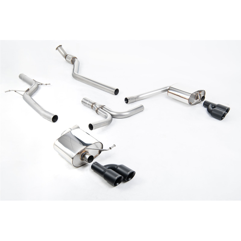 Catback Milltek Audi A4 B8 2.0 TFSI 2008-2011 - non résonné - sorties Quad GT80 Cerakote Noir - BVM