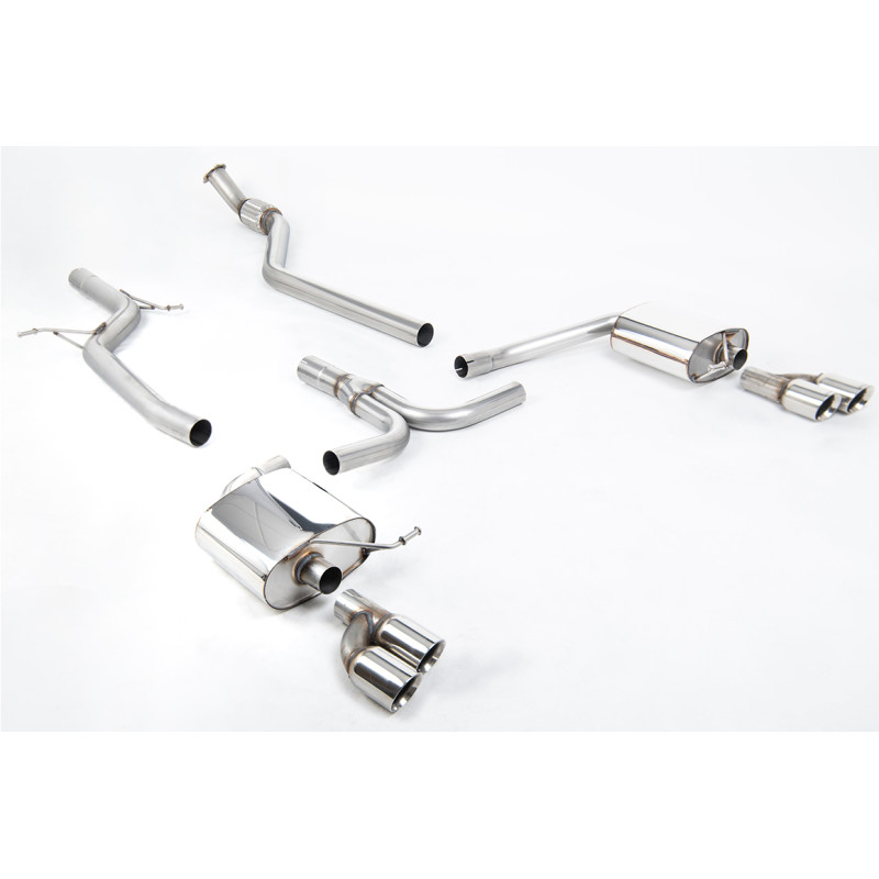 Catback Milltek Audi A4 B8 2.0 TFSI 2008-2011 - non résonné - sorties Quad GT80 Polies - BVM