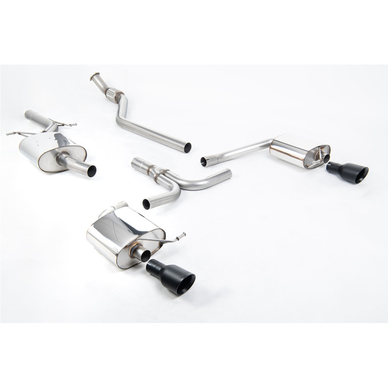 Escape cat-back Milltek Audi A4 B8 2.0 TFSI 2008-2011 - Homologado ECE - resonado - colas Dual GT100 Cerakote Negro
