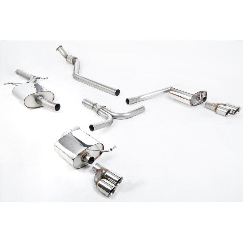Cat-back Milltek Audi A4 B8 2.0 TFSI 2008-2011 - Homologado ECE - resonado - salidas Quad GT80 Pulidas