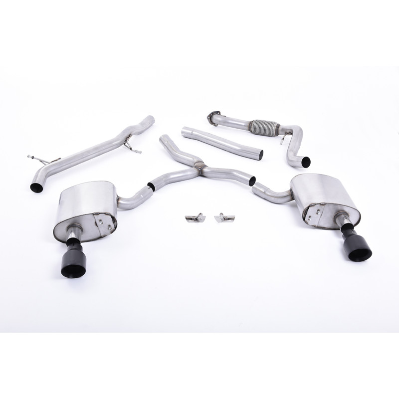 Catback Milltek Audi A4 B9 2016-2025 - Senza silenziatore primario - non risonante - terminali Dual GT100 Cerakote nero