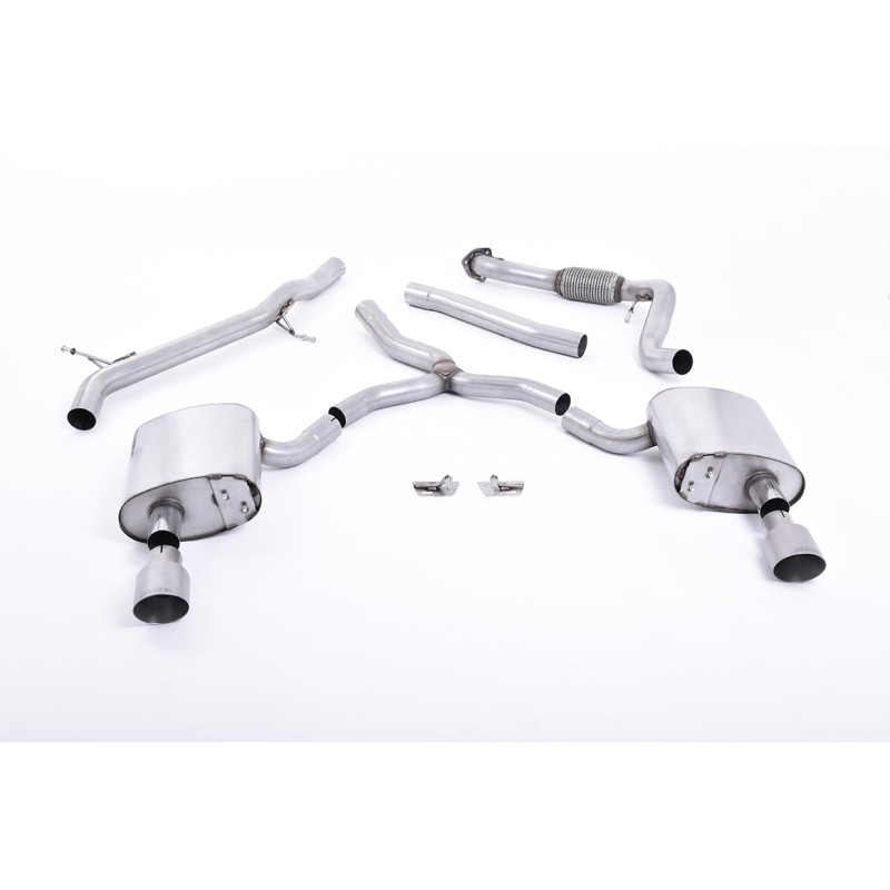 Catback Milltek Audi A4 B9 2.0 TFSI 2016-2025 sans FAP - Sans silencieux primaire - non résonné - sorties Dual GT100 Titane