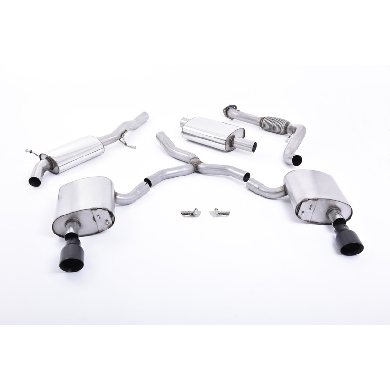 Catback Milltek Audi A4 B9 2016-2025 - Homologué ECE - avec silencieux primaire, résonné - sorties Dual GT100 Cerakote Noir