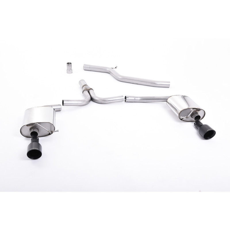 Escape cat-back Milltek Audi A4 B8 2.0 TDI 2009-2011, A5 8T 2.0 TDI 2007-2012 - sin resonar - salidas Dual GT100 Cerakote Negro