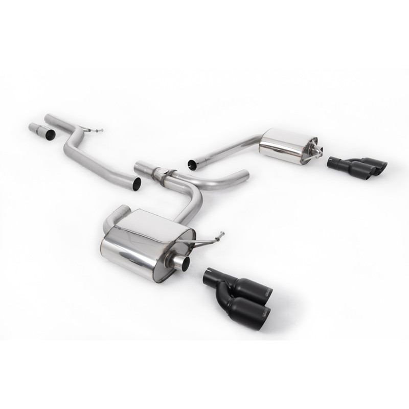 Cat-Back Milltek Audi A4 B8 2.0 TDI 2009-2011, A5 8T 2.0 TDI 2007-2012 - ohne Resonator - Quad-Endrohre GT80 Cerakote schwarz