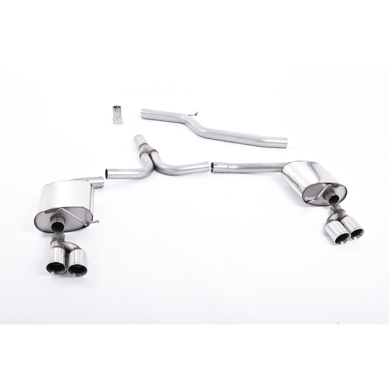 Scarico cat-back Milltek Audi A4 B8 2.0 TDI 140-177/177 CV 2009-2011, A5 8T 2.0 TDI 2007-2012 - non risonato - terminali Quad GT