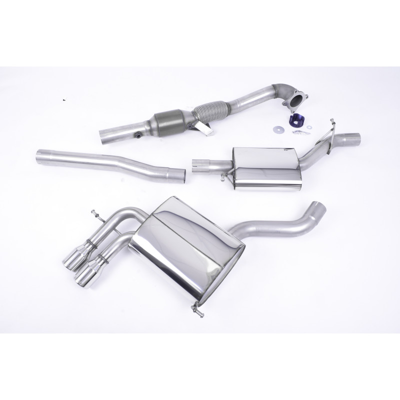 Full Exhaust System Milltek Audi A3 8PA 2.0 TFSI 2004-2012 - with HJS High-Flow 200 CPSI Cat - Resonated - Polished Twin Jet-80 