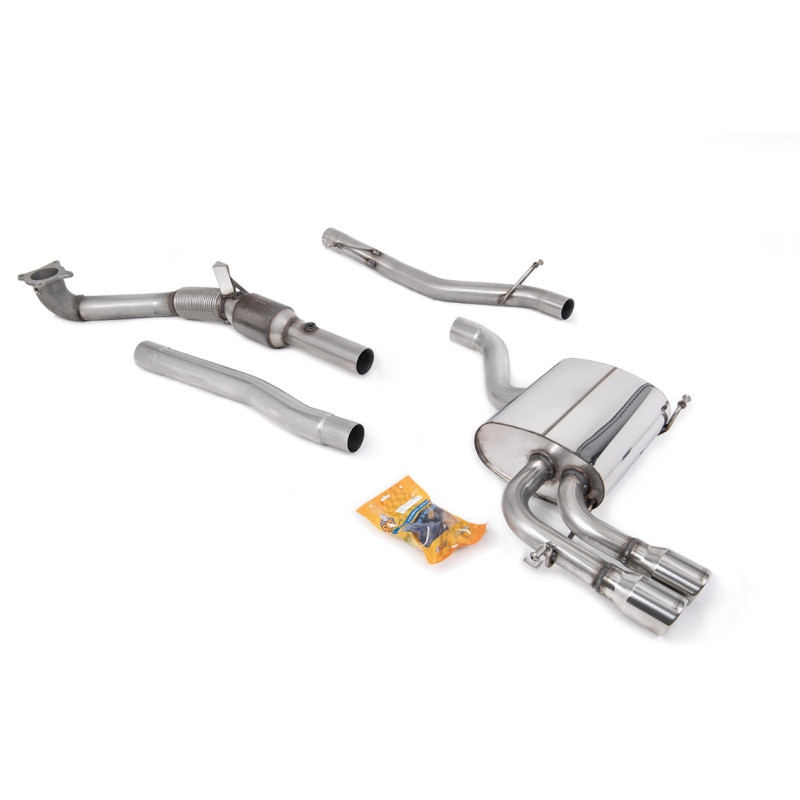 Scarico completo Milltek Audi A3 8PA 2004-2012 - con catalizzatore HJS Hi-Flow 200 CPSI - senza risonatore - terminali Twin Jet-