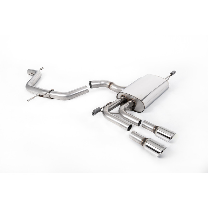 Cat-Back-Anlage Milltek Audi A3 8PA 2.0 TFSI 200 PS 2003-2012 - ECE-zugelassen - ohne Mittelschalldämpfer - Endrohre Twin Jet-80