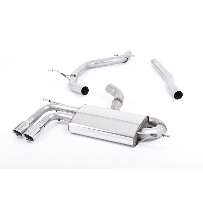 Cat-Back-Anlage Milltek Audi A3 8P 1.8 TFSI 160 PS 2008-2012 - ohne Resonator - Endrohre Jet-80 Cerakote Schwarz