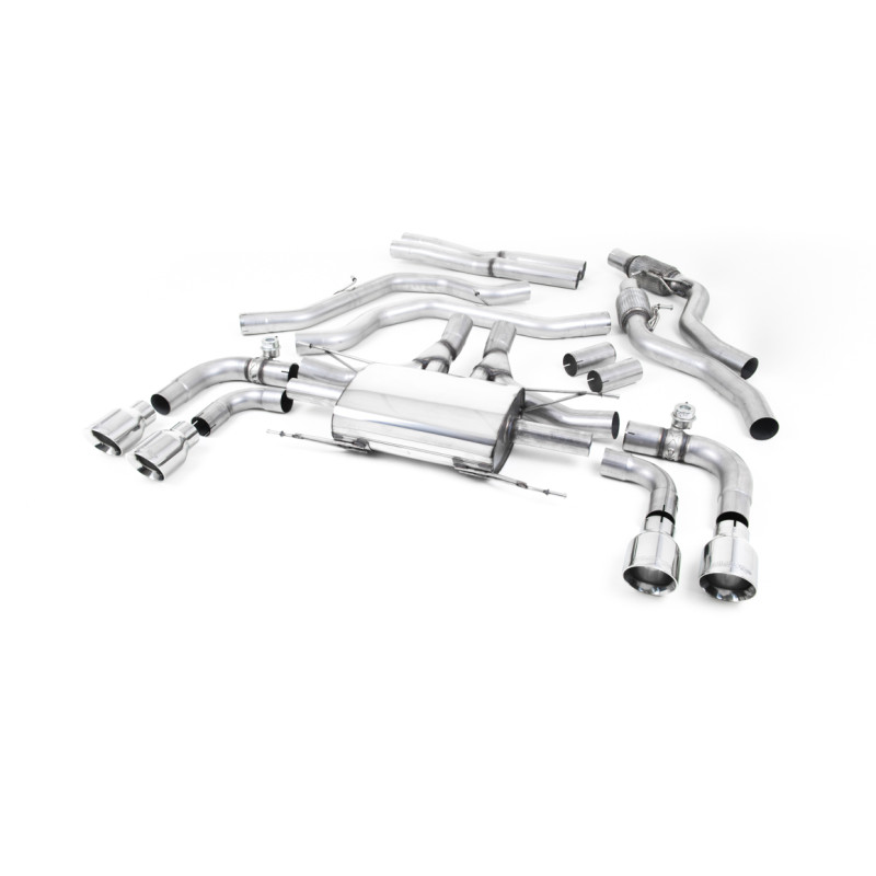 Catback avant tubes primaires Milltek Alfa Romeo Giulia Quadrifoglio 2017-2019 - Avec Valves - sorties Quad GT100 Polies